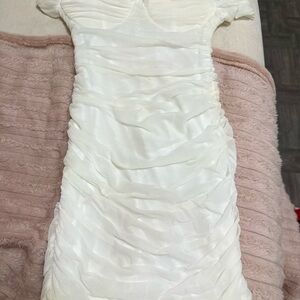 Windsor White Ruched Mini Dress